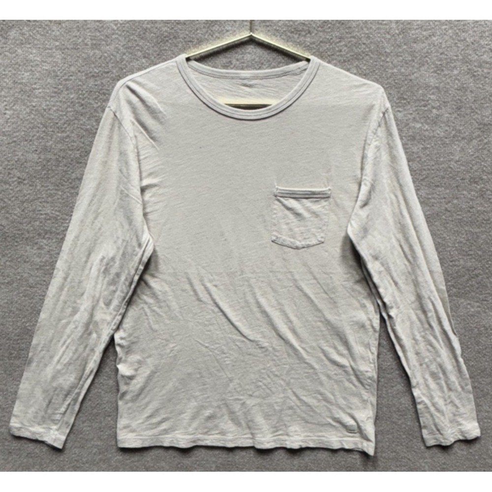 Vuori Shirt Mens Large Beige Cotton Rise Long Sleeve Pocket Tee Crewneck